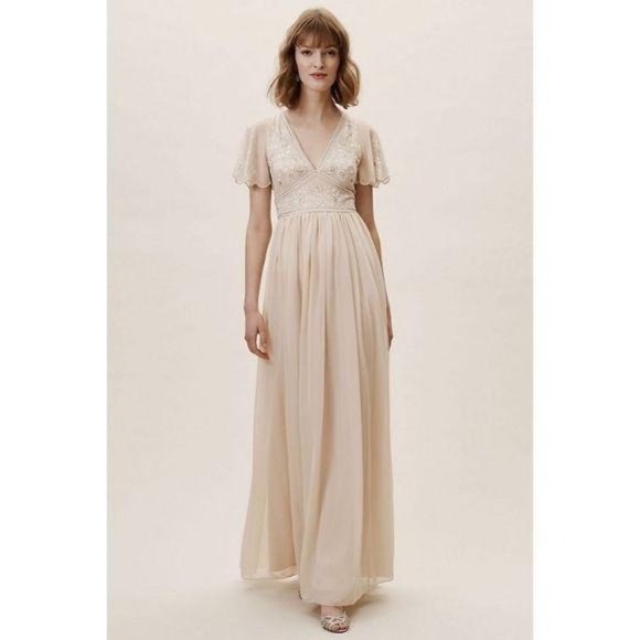BHDLN Dresses & Skirts - BHLDN Fresna Sequin Flutter Sleeve Maxi Dress 12
